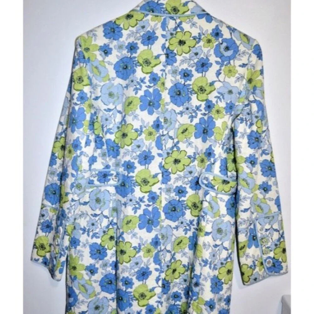 Nine West Women’s Floral Jacket L Lined Blue Green Cottagecore Wedding Guest